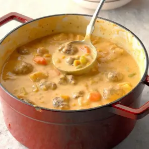 Juha s mesnim okruglicama i sirom: recept s fotografijom